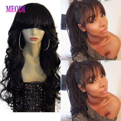 

Meodi Hair 100% Brazilian Human Hair Wigs with Bang Natural Wave Human Human Hair Lace Front wigs with Baby Hair for Black Woman