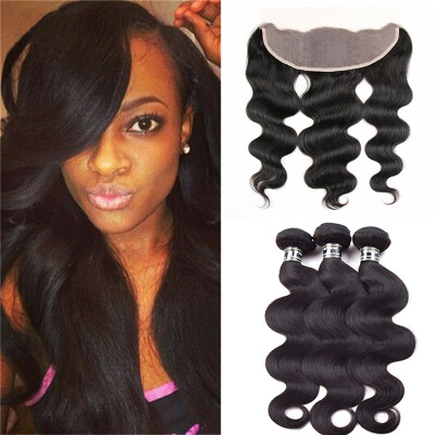 

Amazing Star Hair Peruvian Virgin Hair Body Wave 3 Bundles with Lace Frontal Unprocessed Human Hair Weave with Frontal Free Part