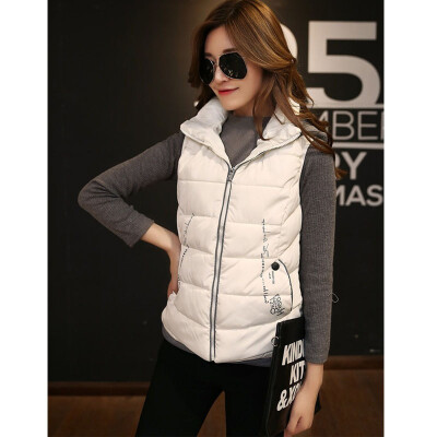 

2017 winter new female Hooded Vest cotton coat vest all-match cotton vest