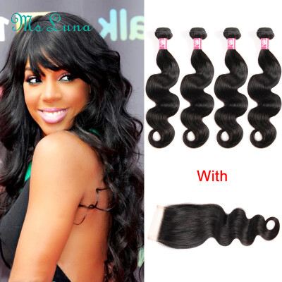 

Bundles with Lace Closures Grade 7A Brazilian Body Wave Hair with Closure 4 Bundles Brazilian Virgin Hair with Closure