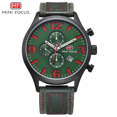 

MINI FOCUS Famous Top Brand Men Quartz Watch Genuine Leather Sport Men's Wrist Watch MF0003G