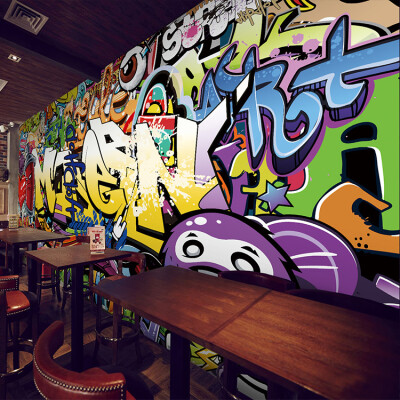 

3D photo wallpaper Large mural bar corridor background wallpaper Cafe street art graffiti 3D bedroom wallpaper mural