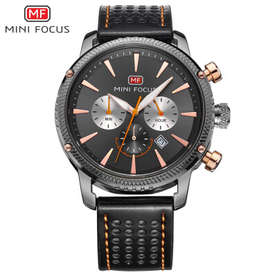 

MINI FOCUS Brand Fashion Leather Strap Men Quartz Watch MF0010G