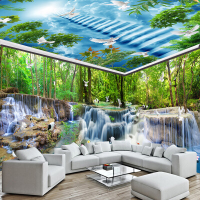 

Custom Photo Wallpaper 3D Stereo Waterfall Forest Nature Landscape Mural Living Room Bedroom Home Decor Fresco Papel De Parede