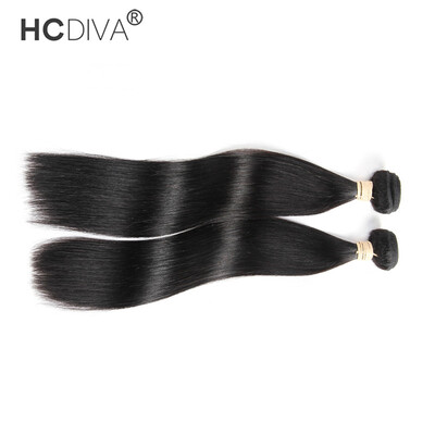 

HCDIVA Human Hair Extensions 2 Bundles Lot Malaysian Virgin Straight Hair No Shedding No Tangle Straight Weave