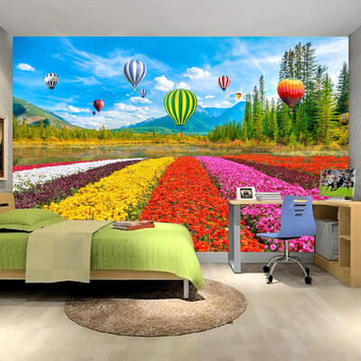 

Custom 3D Poster Photo Wallpaper Non-woven Flower Sea Tulip Hot Air Balloon Living Room Sofa Wall Home Decor Mural Wallpaper 3D
