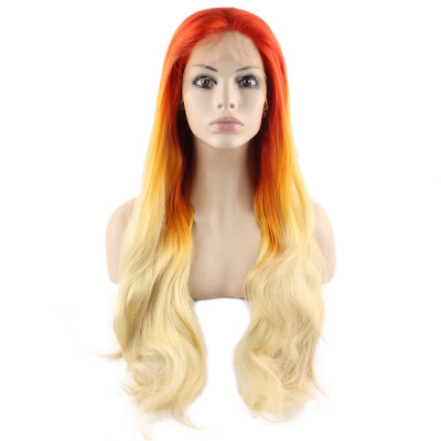 

Iwona Synthetic Hair Lace Front Long Wavy Red Orange Blonde ombre Wig