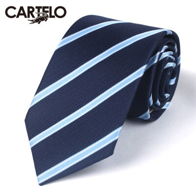 

Card Di Le crocodile CARTELO lazy easy to pull man tie groom wedding leisure narrow tie men Korean version of the business gift box loaded CC57C18031 navy blue oblique stripes