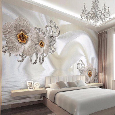 

Custom 3D Mural Wallpaper Hand Painted Flowers Silk Pattern Wall Mural Modern Warm Romantic Wall Paper For Wedding House Decor