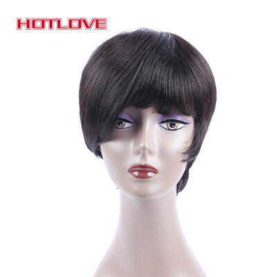 

HOTLOVE Hair None Lace Short Bob Human Hair Wigs For Black Women With Baby Hair Brazilian Natural Wave Non Remy Hair
