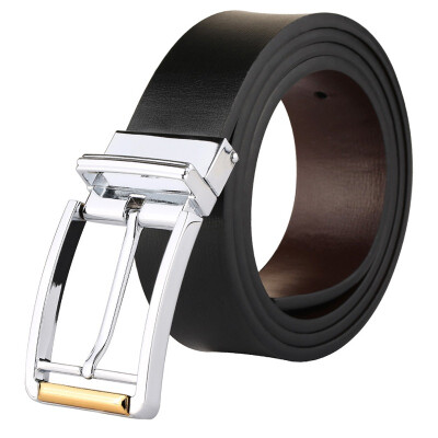 

Bai Yi (BUYBARLY) men's casual leather belt men's needle buckle buckle leather belt B-SHZK-01 gold buckle - black brown color