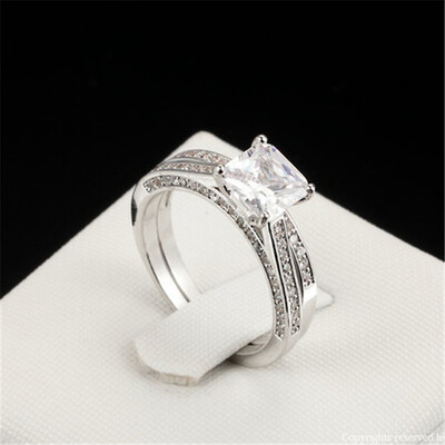 

Silver Color Bijoux Fashion Wedding & Engagement Ring Set Cubic Zirconia Jewelry For Women As Chirstmas Gift R605