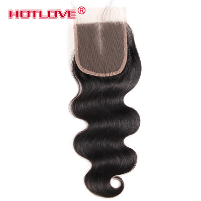 

Hotlove Hair Bdoy Wave Lace Closure Free Middle Three Part 4*4 Size Virgin Human Hair 8"-20" Natural color