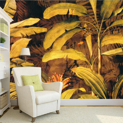 

Custom 3d mural 3D custom personality banana leaves background wallpaper bedroom living room decorative mural