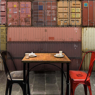

Custom 3d mural Modern minimalist 3D container rust mural lounge restaurant cafe bar theme wallpaper mural