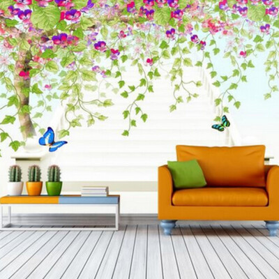 

Eco-friendly Fiber Decor Wall Coating 3D Colorful Wall Paper Custom Any Size Green Tree Абстрактное искусство Mural Living Room 3D Fresco