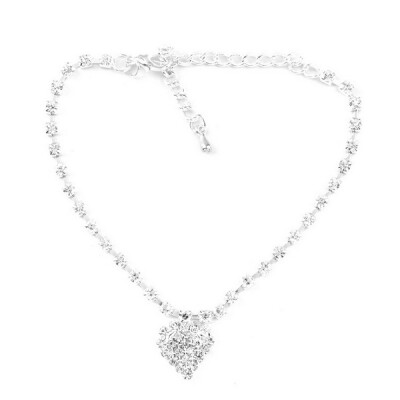 

Fashion Crystal Rhinestone Ankle Bracelet Heart Love Pendant Chain Link Jewelry