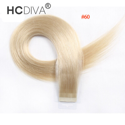 

HCDIVA 18' 22' Tape Hair Virgin Human Hair Extensions Straight 20pcs/pack PU Tape In Hair Skin Weft 40g/set Color #18 #22 #24 #60