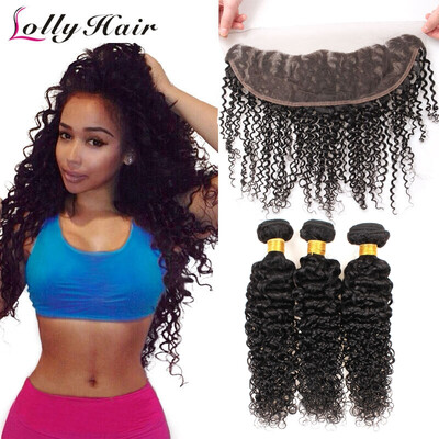 

13 "* 4" Ear To Ear Lace Фронтальное закрытие со связями Дешевые малайзийские кудрявые кудрявые девичьи волосы с фронтальным закрытием с детскими волосами