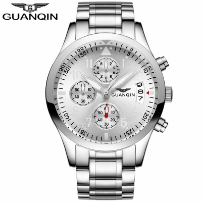 

GUANQIN Mens Watch Waterproof Business Quartz Watch Mens Sport Stainless Steel Watch