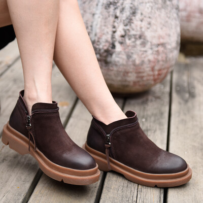 

Artdiya Original 2017 Autumn and Winter New Style Retro Genuine Leather Ankle Boots Flat Thick Sole Women Boots Martin Boots