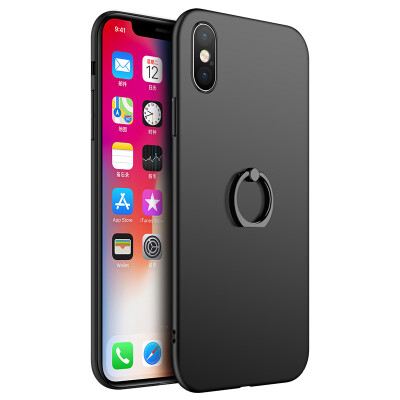 

Plus Apple X Mobile Shell iPhoneX Cover Apple 10 All-inclusive Creative Ring Buckle Bracket - Black