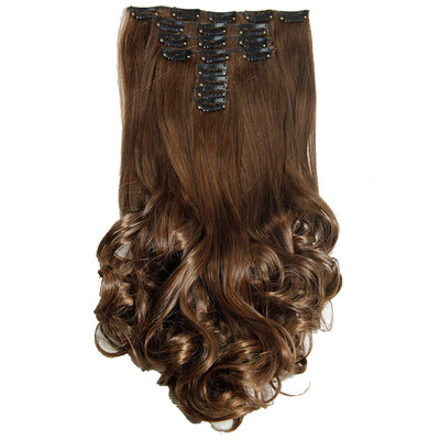 

AISIHAIR 16Colors Clip в наращивании волос8шт / комплект 22 дюйм 55 см Длинные волнообразные жаропрочные наконечники