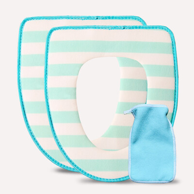

Suarte 2 Pack gift thickened bath towel warm deli toilet seat toilet seat cushion warm cover 2911 green&white stripes
