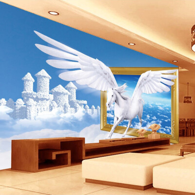 

Custom Photo Wallpaper Blue Sky White Clouds Horse Creative Art Living Room 3D Wall Mural Wall Papers Home Decor Modern Painting