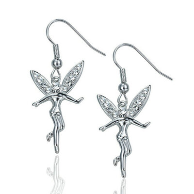 

Yoursfs® 18K white Gold Plated Tinkerbell Earring hooks Use clear Austrian Crystal Fashion Jewelry