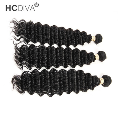 

HCDIVA Malaysian Virgin Hair Deep Wave 3 Bundles Lot 100 Unprocessed Virgin Human Hair Deep Curly Weave Natural Black