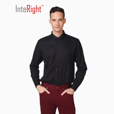 

INTERIGHT machine wash perm mens fashion dark long-sleeved shirt black