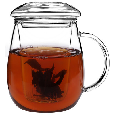 

Jingdong Supermarket] Jiahong US-style Jingsi series 550ml heat-resistant glass cup 3 sets of glass tea separated glass cover colorless and transparent