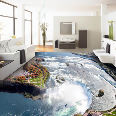 

Free Shipping Cool waterfalls flooring painting wallpaper living room kitchen bathroom wear non-slip floor mural 250cmx200cm