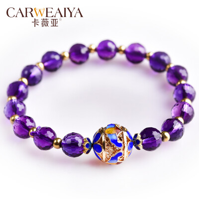 

Carweaiya amethyst браслет с одним кольцом браслет Cloisonne Butterfly Pendant Китайский стиль традиционный ручной работы