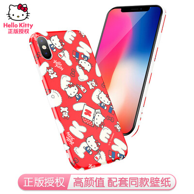 

Hello Kitty Apple, телефон оболочки Apple, iPhoneX 10 мультфильм все включено защитный рукав силикона мягкая оболочка падение сопротивления мило Hello Kitty хлопок конфеты красный