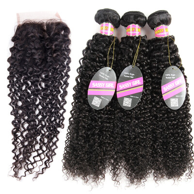 

Peruvian Curly Hair Weave Lace Closure With Bundles Human Hair Lace Closure