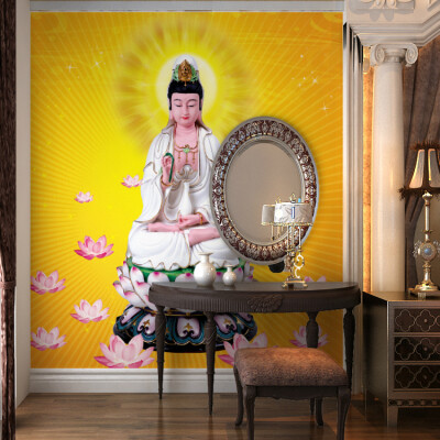 

Custom 3d mural wallpaper 3D stereo temple room TV background wallpaper Buddha Bodhisattva wallpaper mural