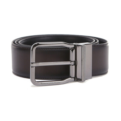 

Ermenegildo Zegna Mens dark brown black leather double-sided pin buckle belt ZPJ45S 314A TDN 100