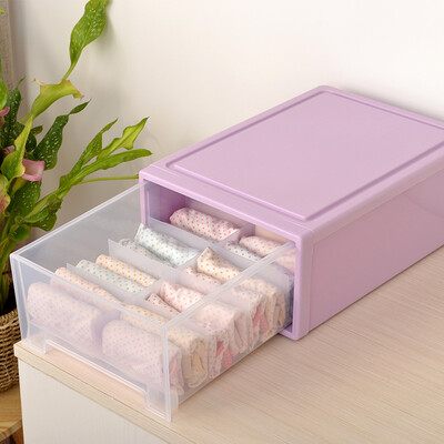 

Baicaoyuan plastic underwear storage box drawer storage cabinet locker wardrobe storage box 10 grid purple