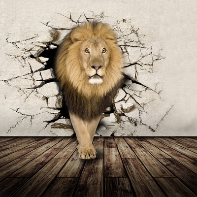 

3D Lifelike Animal Mural Wallpaper Подгонянные слоны Rhino Lion Склад из нетканой ткани Настенная панно Новое фотообои Home Decor