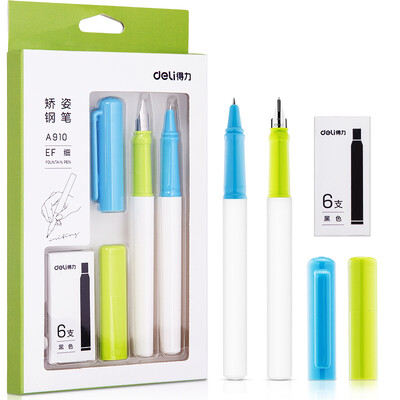 

Deli eli EF Tips Dark Tips Excellent Series Correction Pens Pens Positive posture Pens Gift six black ink bags A910