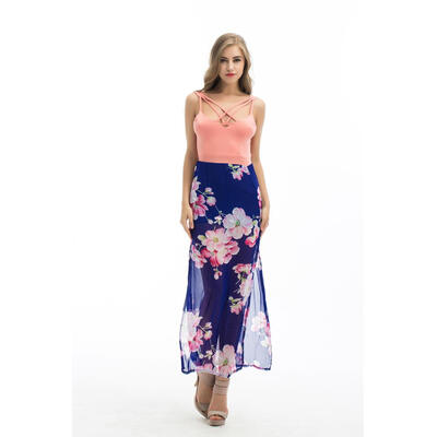 

CANIS@New Women Summer Floral Boho Long Maxi Beach Dress Chiffon Dress Новый женский летний цветочный Boho Длинные Maxi пляж пла