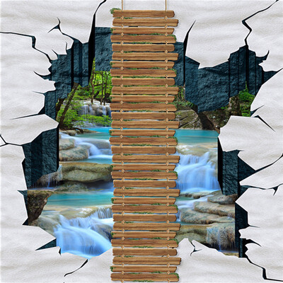 

Free Shipping Waterfalls wooden outdoor 3D bathroom bedroom floor self-adhesive living room kitchen flooring mural 250cmx200cm