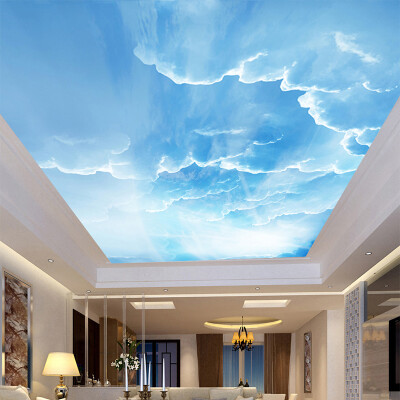 

3D Wall Mural Sky White Clouds Custom 3D Photo Wallpaper Natural Scenery For Walls Ceiling Mural Wall Wall Paper Home Decoration