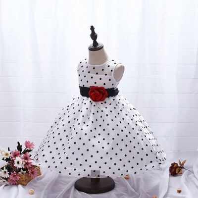 

Dresses for Girl Summer Gtyle Baby Girl Print Flower Dot Girl Dress for Wedding Girls Party Dress With Bow Dress for 4-8 Years