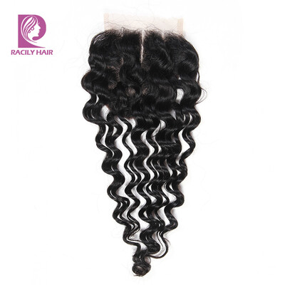 

7A Best Brazilian Deep Wave Closure 1 Piece Brazilian Deep Curly Closure Wavy Deep Wave Brazilian Hair Free Middle Three Part