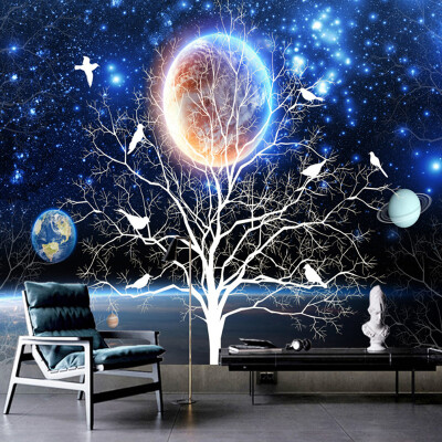 

3D Stereo Starry Sky Flower And Bird Mural Обои Гостиная Диван ТВ Фон Стены Картины Детская спальня Papel De Parede