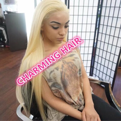 

Brazilian virgin Human Hair 130% Density Pure 613 Blonde Full Lace Wigs With Baby Hair Bleached Knots Free Part