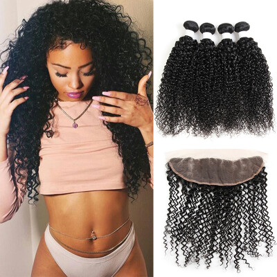 

Peruvian Virgin Hair Curly Frontal With Closure Unprocessed Human Hair Lace Frontal Closure